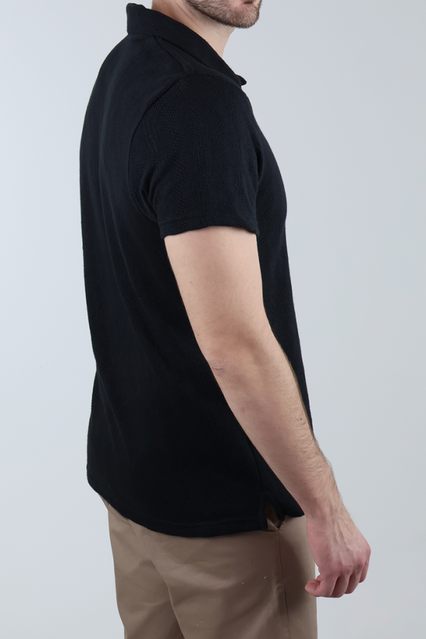 Camisa Negra De Punto Hombre Manga Corta Estilo Casual Cómoda